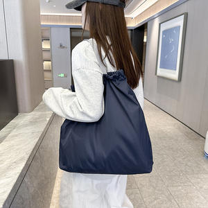 Drawstring Folding Recycled Lightweight <b>Nylon</b> Large Grocery <b>Tote</b> <b>Bag</b> Reusable Foldable Shopping <b>Bag</b> Into Pouch Women's - Product Image 4