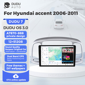 DUDUAUTO pour Hyundai <span class=keywords><strong>Accent</strong></span> 2006-2011, système multimédia de voiture <span class=keywords><strong>Android</strong></span> modifié, navigation Bluetooth, Car-play, écran de rétroviseur - Product Image 2