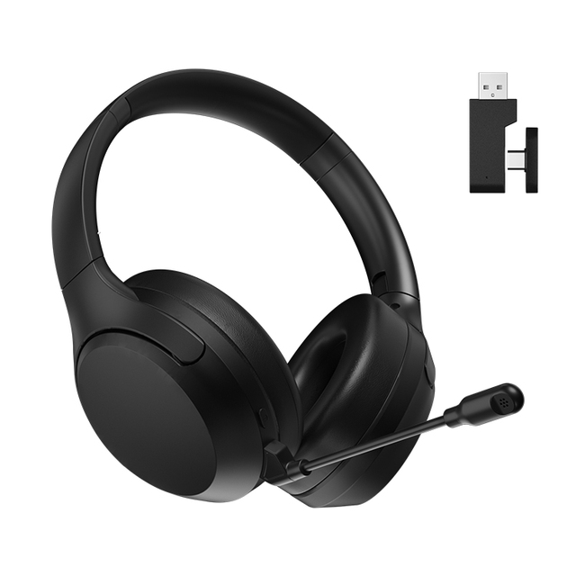 2.4GHz Wireless Gaming Headphones for PC PS4 PS5 Bluetooth 5.3 Gaming Headset with Detachable Noise Canceling Microphone