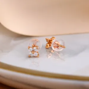H & F Original Natural Diamond 0.2CT vvs orecchini Cabochon Custom 18k 14k 9k orecchini in oro massiccio con diamanti per le donne