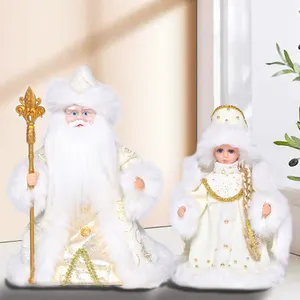 Produsen Grosir Buatan Natal Perak Rusia Snegurochka Boneka Musik Bernyanyi Natal Santa Claus