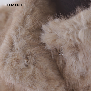 Veste en fausse fourrure de lapin pour <span class=keywords><strong>femme</strong></span>, <span class=keywords><strong>manteau</strong></span> d'hiver doux et moelleux à col montant, vêtement d'extérieur court de luxe, élégant et tendance, vente en gros OEM - Product Image 6