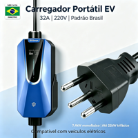 Chargeur EV portable de qualité industrielle 32A avec micrologiciel et matériel stables, indice de protection IK10, 110V 240V, câble en cuivre robuste de 6 mm, Type 2 GBT