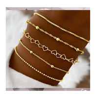 KISSWIFE 2024 nouveau coeur 5 pièces ensemble de bracelets plaqué or géométrique réglable Bracelet pour femmes filles accessoires de mode