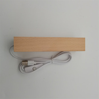 Base de lampe 3D à LED ovale USB, vintage, vente en gros, Double fente, en bois naturel