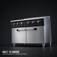 Cuisinière à gaz commerciale JUSTA à 6 brûleurs avec protection contre l'extinction de la flamme et armoire de rangement, cuisinière à gaz en acier inoxydable pour restaurant