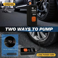 Nexest Pompe à air pour pneus de voiture et de vélo mini portable 12V filaire sans fil 2 en 1 6000mAh 150psi Compresseur de voiture sans fil en plastique