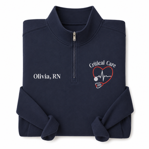 Sweat-shirt personnalisé à col zippé pour infirmière en soins intensifs, brodé CCRN, cadeau de fin d'études, <span class=keywords><strong>médecine</strong></span> d'urgence hivernale - Product Image 2