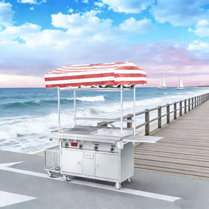 4 Wheel Convertible Rust Resistant Snack Food Cart Stainless Steel Mobile with <b>Grill</b> and Built in Heater for <b>Outdoor</b> Use - Product Image 5
