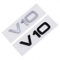 Autocollant Emblème Latéral ABS Noir Chromé W12 V10 pour Aile de Voiture, Badge de Voiture Modifié, LOGO Arrière Grand et Petit Format