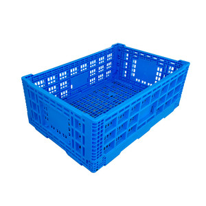 PP plastic Mesh Crate Turnover Box Vegetable Fruit Basket Collapsible Plastic Vented Stocked Folding Crate