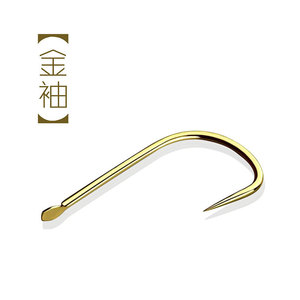 Hameçon sans ardillon à manche doré en acier à haute teneur en carbone, affûté chimiquement, pour la pêche à la carpe en eau douce - Product Image 1