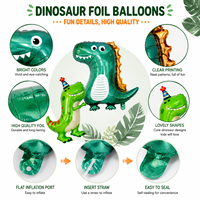 Ballon en Mylar en forme de dinosaure de dessin animé, design géant de dinosaure pour la fête d'anniversaire des enfants, décoration sur le thème de la jungle, fournitures pour événements