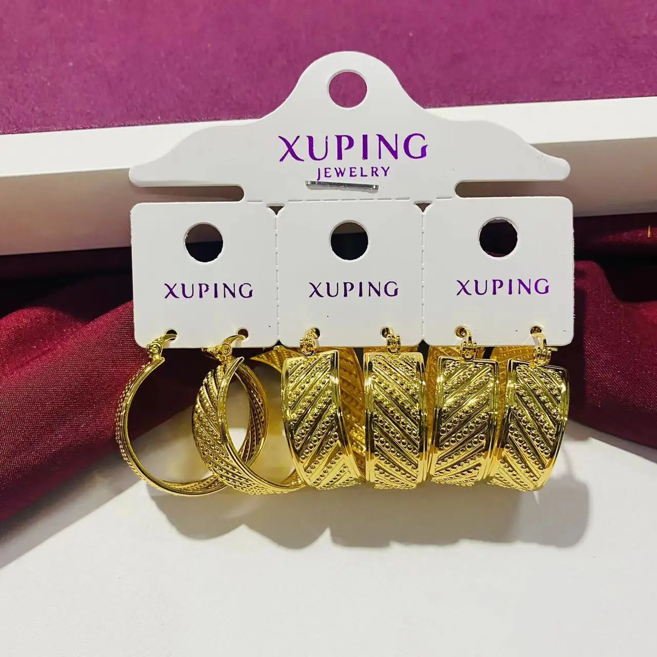 212 xupingジュエリー工場卸売送料無料サンプルマルチスタイル24kゴールドメッキフープイヤリング