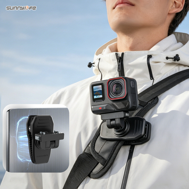 Sunnylife Magnetic Backpack Clip Action Camera Clamp Quick-Release Mount for Insta360 X4 Air/X5/Ace/Ace Pro 2/1