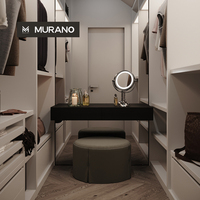 Armoire moderne sur mesure en U étroite avec coiffeuse et éclairage LED intégré, armoire blanche pour petite chambre ou grenier
