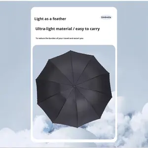 Зонт от солнца и дождя, 10 спиц, черный, усиленный, утолщенный, для двоих, ручное открывание, оптовая продажа для предприятий - Product Image 3