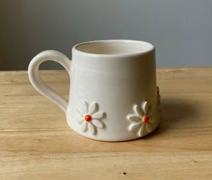 Tazza da Caffè in Ceramica con Logo Personalizzato e <span class=keywords><strong>Margherita</strong></span> 3D in Rilievo, con Confezione Regalo per Caffetterie - Product Image 1