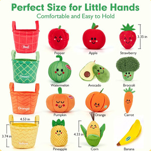 Giocattoli Sensoriali per Neonati: I Miei Primi Frutti e Verdure, Gioco di Classificazione Colori con Sonaglio, Regalo Montessori per Bambini e Bambine, Giocattolo di Peluche a Forma di Frutta - Product Image 2