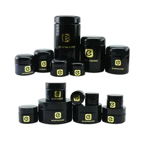 Wholesale 5ml 15ml 20ml 30ml 50ml 100ml 250ml 500ml 1000ml 1L Dark Violet Glass Jar Cosmetic Uv Black Glass Cream Jars