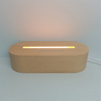 Offre Spéciale Ovale USB LED DIY 3D NUIT Lampe en bois Base Pour Résine Verre Acrylique