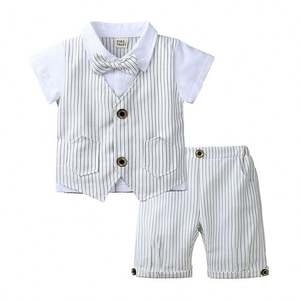 Ensemble de vêtements d'été en coton pas cher pour bébés garçons, avec gilet et short, provenant d'un fournisseur chinois - Product Image 5