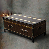 Table basse de style français vintage, table d'appoint chic industrielle, table à thé en bois antique pour la décoration de salon de café de luxe