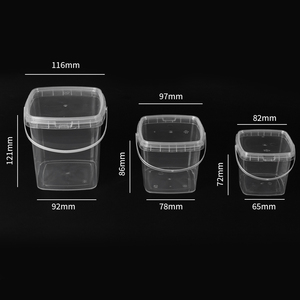 Công Suất Lớn 1000Ml 1500Ml 2000Ml Nhựa Sữa Chua Ly Vuông Tráng Miệng Nước Trái Cây Sữa Uống Xô Ly Với Xử Lý Có Nắp Đậy - Product Image 2