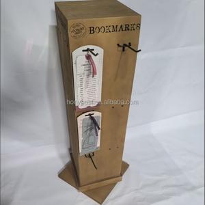 Support de présentation rotatif <span class=keywords><strong>en</strong></span> <span class=keywords><strong>bois</strong></span> massif à 4 côtés, 3 niveaux, avec 24 crochets amovibles pour la vente au détail, les salons professionnels, les vitrines - Product Image 4