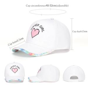 Casquette de baseball sport à 6 panneaux en coton blanc imprimé de logo personnalisé, design mignon avec des couleurs vives et un bord incurvé - Product Image 2