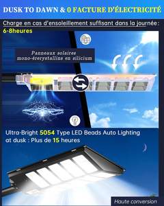 ไฟถนนโซลาร์เซลล์ขายส่ง กำลังไฟ 800W 1000W 1200W 2000W สำหรับภายนอกอาคาร กันน้ำ IP67 แบบรวมหลอด LED - Product Image 2