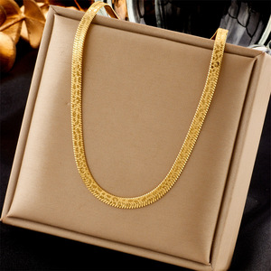 Azınlık moda basit tasarım titanyum çelik altın kaplama dokuma baskılı yılan zincir yaka bilezik <span class=keywords><strong>Metal</strong></span> takı - Product Image 6