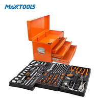 Ensemble d'outils mécaniques en acier au carbone 124 pièces, clé à douille 1/4 1/2 avec cliquet, pinces, tournevis, boîte à outils en métal, réparation automobile