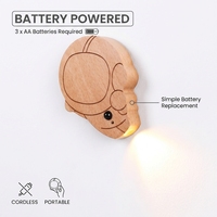 Lampu Malam LED Kayu Kartun dengan Sensor Gerak Magnetik, Jam Alarm Digital Dinding, Dioperasikan dengan Baterai, Cocok untuk Dekorasi Kamar Tidur Anak