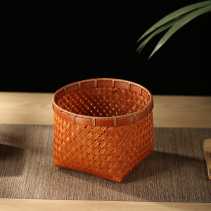 Handmade <b>Bamboo</b> Woven Baskets Round Storage <b>Containers</b> For Living Room Neatening Food <b>Container</b> Guizhou Origin - Product Image 2