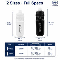 Bouteille d'eau compressible pour salle de sport 600ml 700ml sans BPA, logo personnalisé, PP, vente en gros, livraison rapide