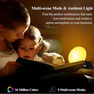 The Smart Bedside Night Light Alarm <b>Clock</b> with 15 <b>White</b> Noise RGB Ambient Lights Is Suitable for Bedrooms and Studies - Product Image 3