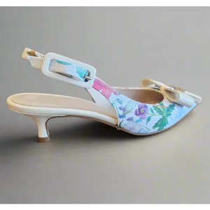 New Causal Pointed <b>Toe</b> <b>Closed</b> <b>Toe</b> Kitten Heel <b>Sandals</b> Fashion Elegant Upper with Floral Tassel Slingback Slip on for Women - Product Image 3