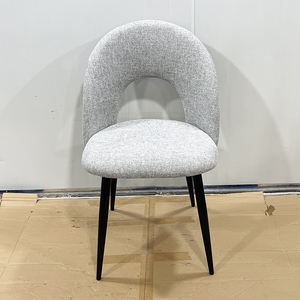 Moderne Beliebte Weiße Hochlehner Ergonomische Gepolsterte Esszimmerstühle mit Metallbeinen und Kunstfell-Samtstoff - Product Image 4