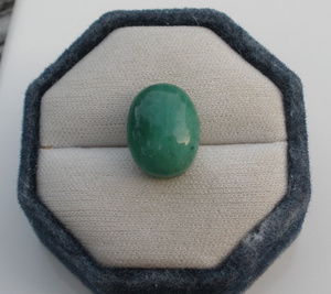 Pierre précieuse ovale en émeraude verte naturelle, cabochon, 18x13mm, 13,5 Ct., huilée, d'origine brésilienne, certifiée par une tierce partie, pour la fabrication de bijoux - Product Image 3