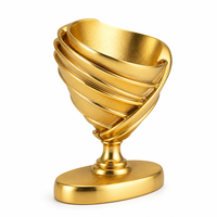 Ensemble de trophées artistiques dorés, 6 styles de design moderne, coupe de récompense en métal sculptée en forme de flamme ajourée en nid d'abeille, gravure au poinçon pour cérémonie