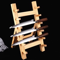 Support de Couteau à Sashimi en Bois Authentique et Durable, Support Professionnel Yanagiba, Organisateur Ergonomique de Qualité Hôtelière pour Chef et Cuisine