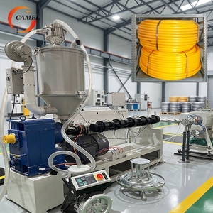 Machine d'extrusion de gaine électrique en PE 16-32 mm, ligne de production de tuyaux de conduit électrique en PE avec <span class=keywords><strong>enrouleur</strong></span> à double disque - Product Image 1