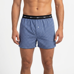 Boxer pour <span class=keywords><strong>homme</strong></span> exclusif transfrontalier en pur coton, taille mi-haute, tissé, coupe ample, style <span class=keywords><strong>pyjama</strong></span> - Product Image 1