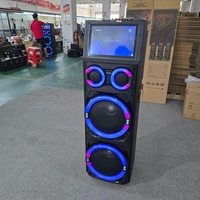 CSN-X212A Prix de gros usine Enceinte de fête Android à double écran tactile de 12 pouces avec anneau lumineux RGB, YouTube, Karaoké, TWS, OEM, ODM