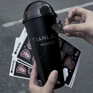 Custom Recyclable PP Food Grade Material 16oz 22oz Black Frosted Plastic <b>Cups</b> with <b>Lids</b> <b>and</b> <b>Straws</b> - Product Image 1