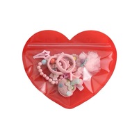 100 pièces/lot de sacs d'emballage pour bijoux en plastique transparent refermables en forme de cœur