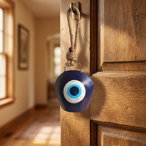 Décoration murale traditionnelle en résine bleue anti-mal, forme ronde, faite à la main, style rustique, pour intérieur - Product Image 4