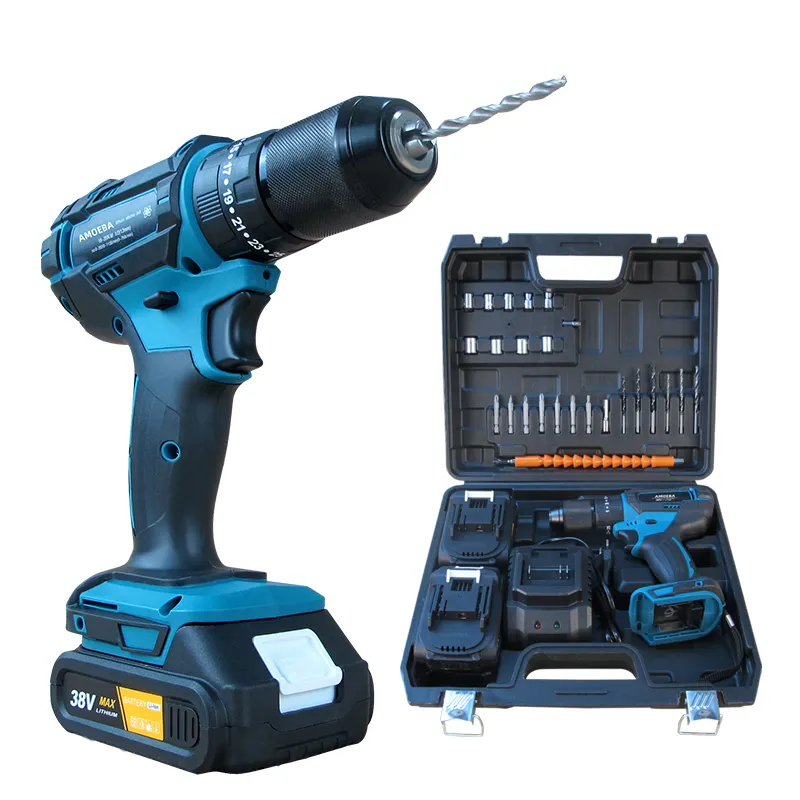 Lithium Ion Battery Powered Verniflloga Cordless Drill Electric Hand-Held Drill