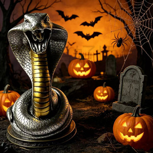 Cobra Night <b>Light</b> Resin <b>USB</b> <b>LED</b> Desk Lamp Warm White Tap Control Animal Shape Decorative Ornament for Halloween Party - Product Image 4